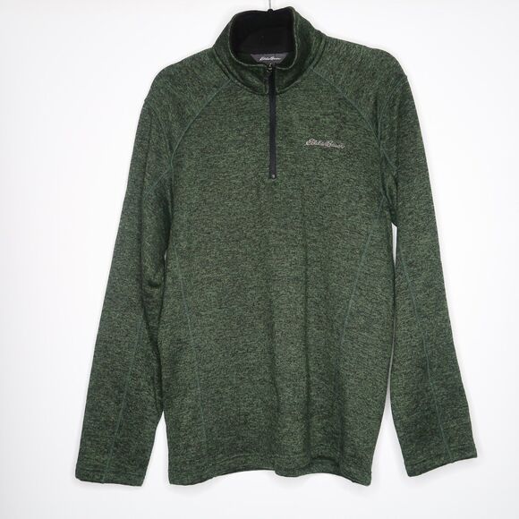 Eddie Bauer Mens Forest Green Pullover Half Zip Collar Sweater M‎ - Picture 1 of 8